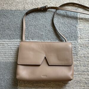 Vince Signature V Nude Leather Baby Crossbody
